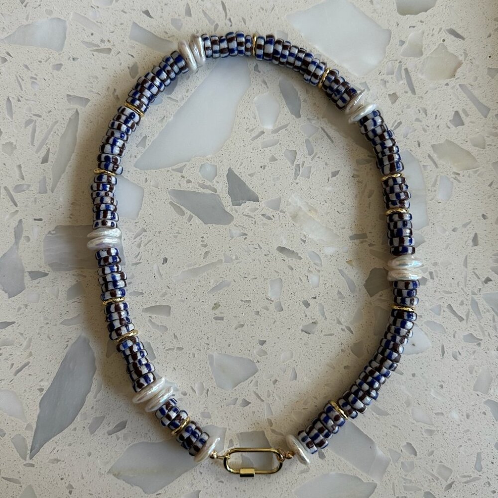 Brown and blue quartz necklace